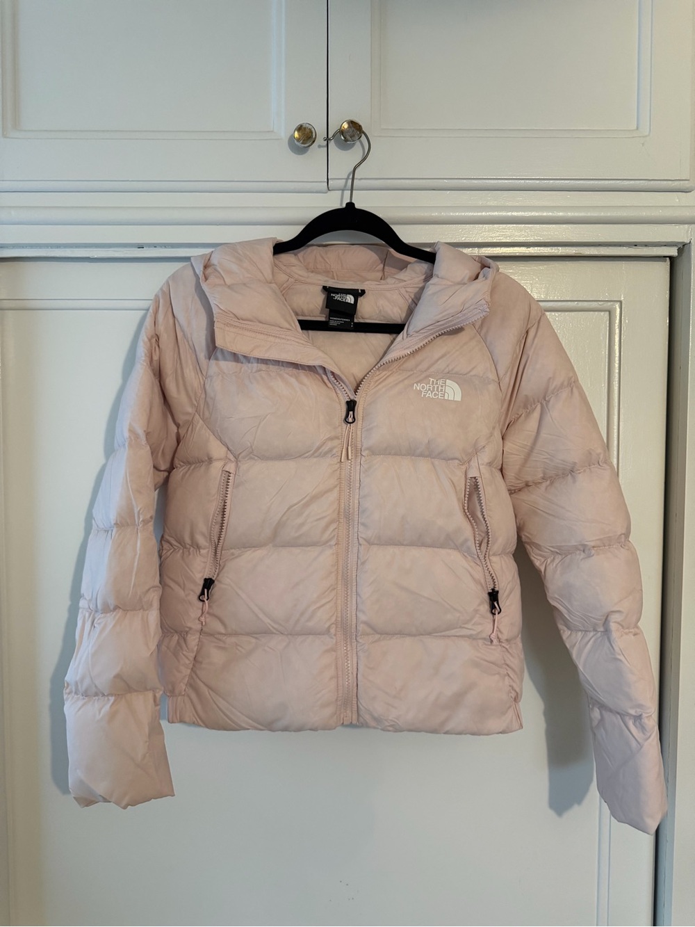 The North Face Women's Pale Pink Hooded Down Puffer - Picture 1 of 3